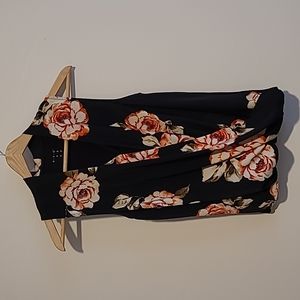 A New Day, XS, Black w/flowers, Sleeveless Tank Blouse